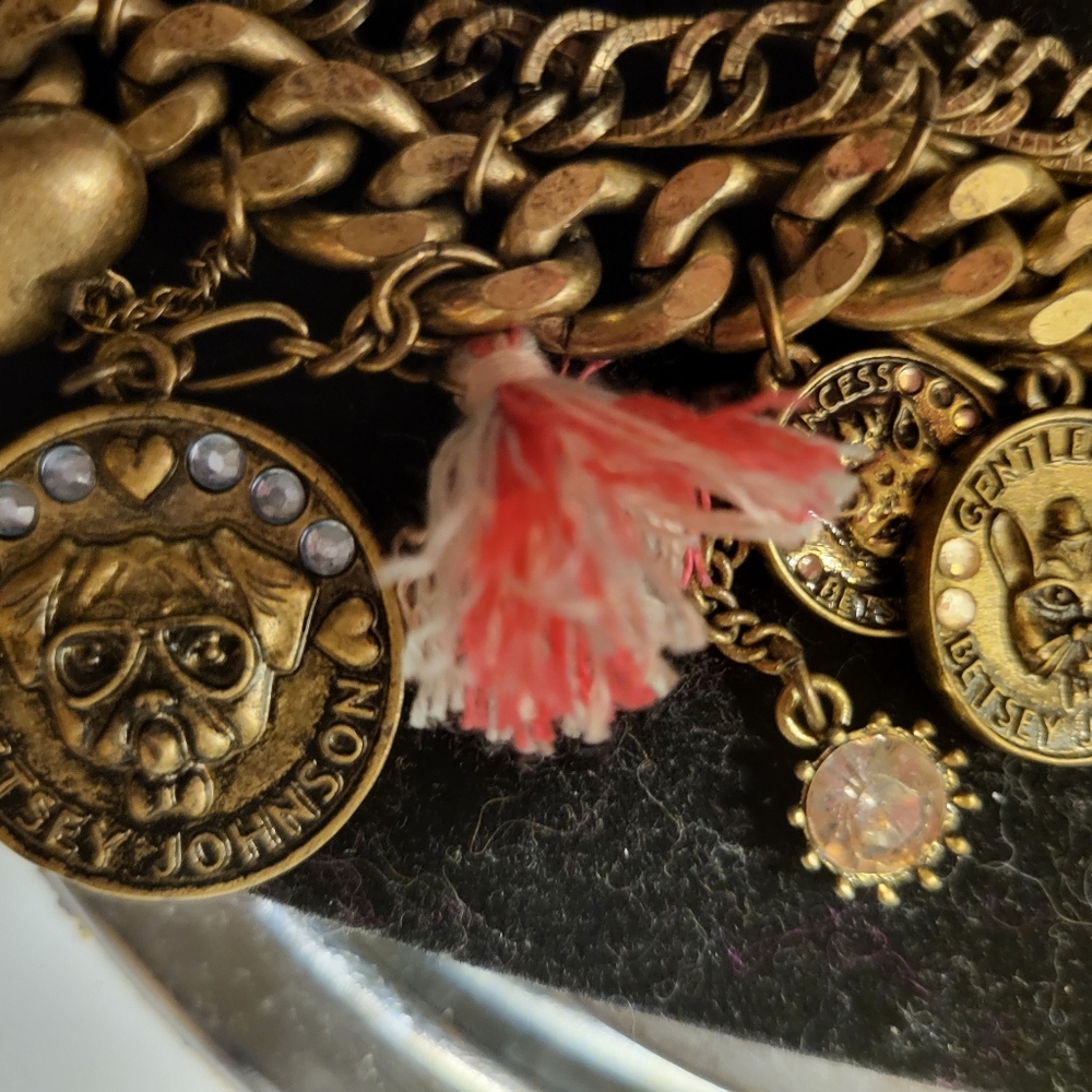 Betsey Johnson Cameo, Critter , Coin, Cat and Dog Necklace.This is a great neckl - Picture 2 of 4